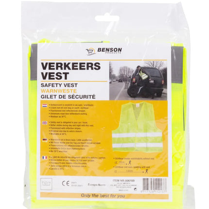 Benson reflecterend veiligheidsvest met fluorescerende kleur en reflecterende strepen