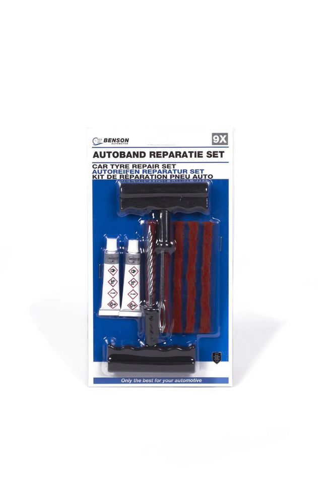 Benson 9-delige autoband reparatieset voor tubeless auto-, motor- en scooterbanden
