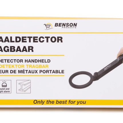 Benson draagbare metaaldetector 39 cm handscanner met LED-indicator en geluidsalarm