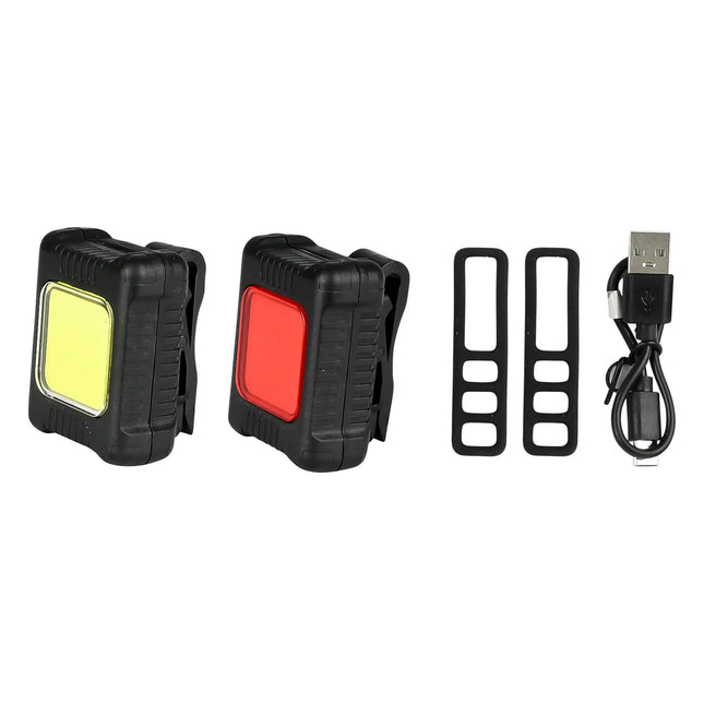 Benson oplaadbare fietslampen set met USB-C voorlicht en achterlicht voor optimale zichtbaarheid