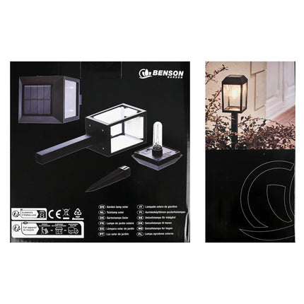 Benson solar tuinlampen filament 2-delige set met warm wit LED-licht voor tuin en terras
