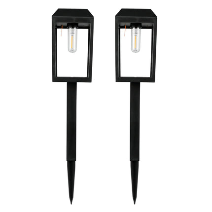 Benson solar tuinlampen filament 2-delige set met warm wit LED-licht voor tuin en terras