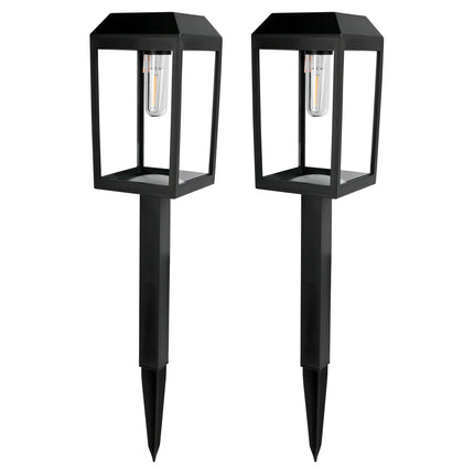 Benson solar tuinlampen filament 2-delige set met warm wit LED-licht voor tuin en terras