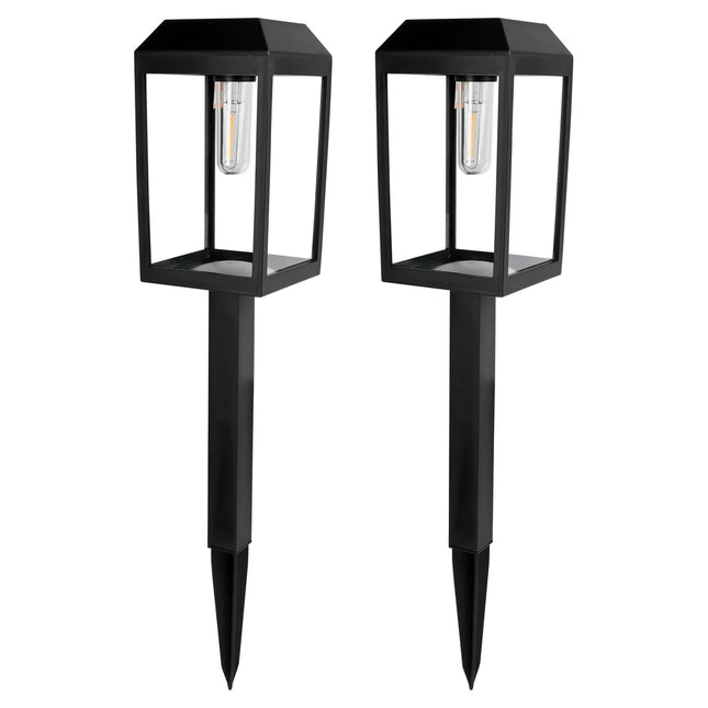 Benson solar tuinlampen filament 2-delige set met warm wit LED-licht voor tuin en terras