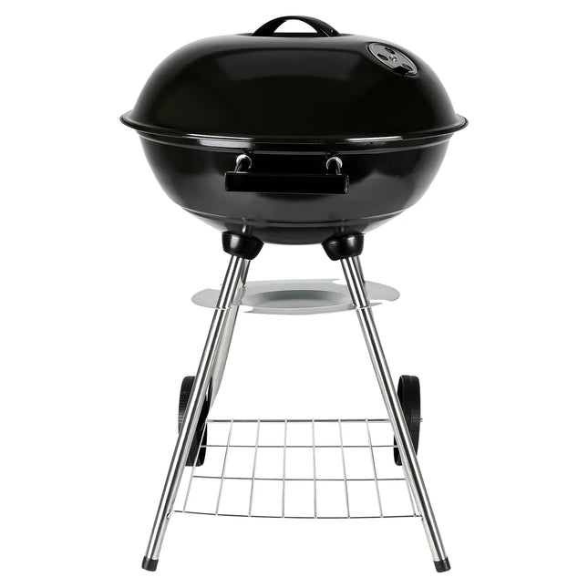 Benson houtskool BBQ bol van 44 cm met deksel, grillrooster en wielen voor tuin en terras