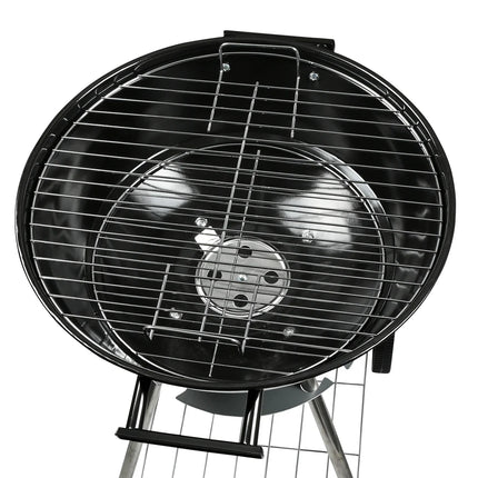 Benson houtskool BBQ bol van 44 cm met deksel, grillrooster en wielen voor tuin en terras